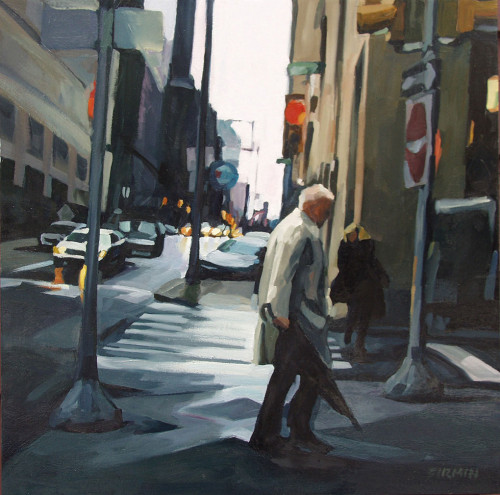 Man Walking, Downtown Philly, painting by Lisbeth Firmin