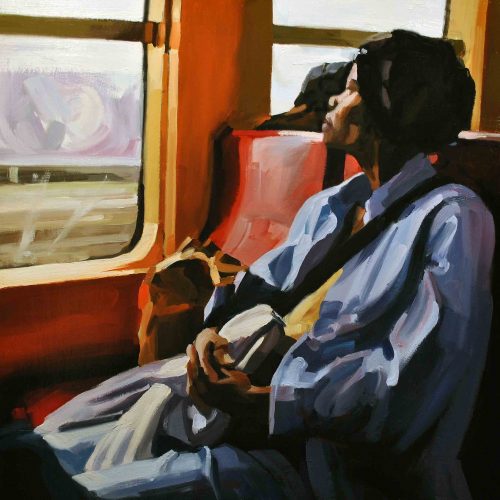 woman on a train