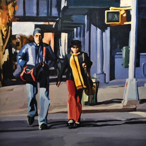 Couple Walking, Chelsea, painting by Lisbeth Firmin