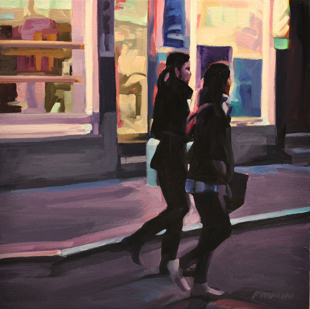Two Young Women, Chinatown, painting by Lisbeth Firmin