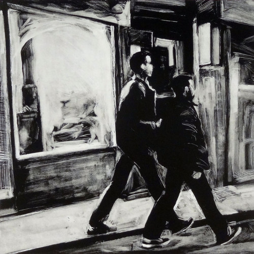 Two Guys, Chinatown, print by Lisbeth Firmin