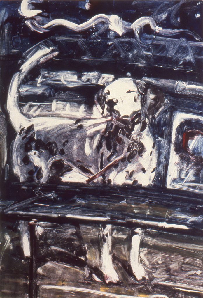 Coney Island Dog VII, monoprint by Lisbeth Firmin