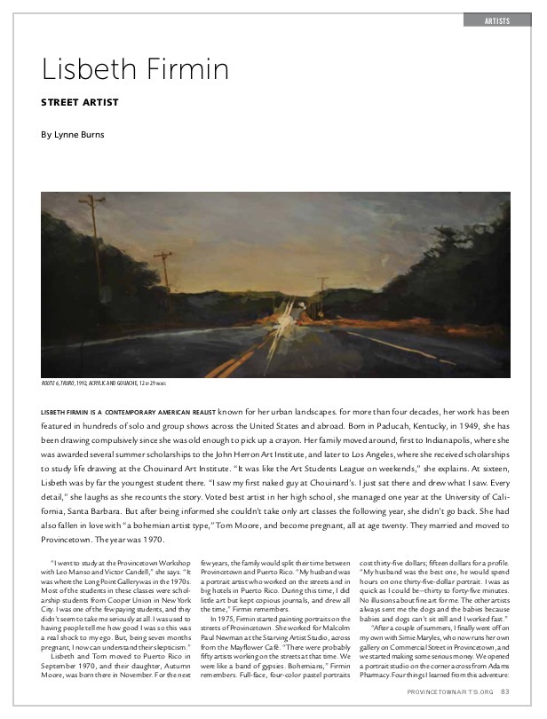Interview with Lisbeth Firmin in the Provincetown Arts Magazine, 2014